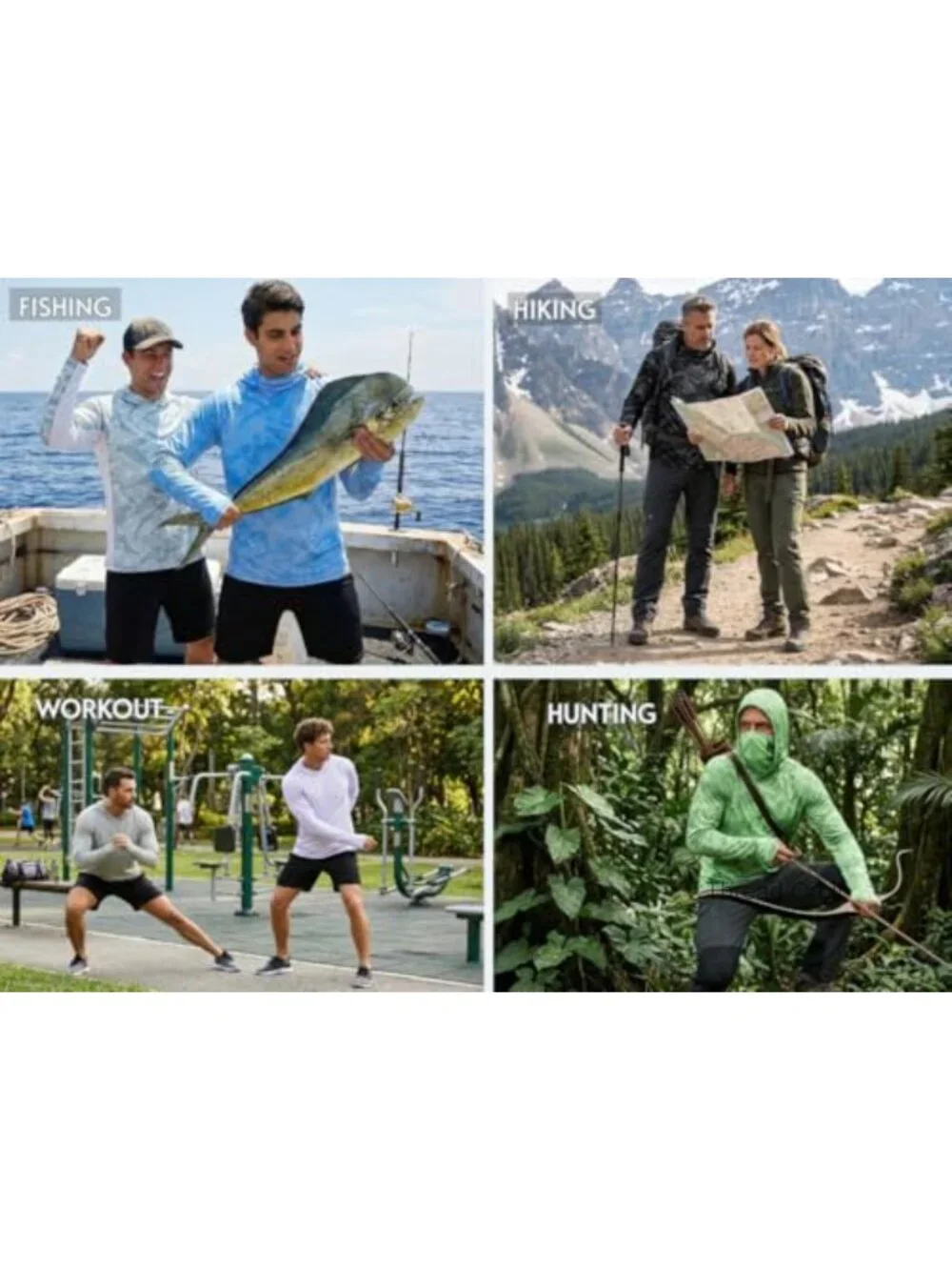 Men's UPF 50+ Long Sleeve Sun Protection Hoodie Rash Guard with Mask